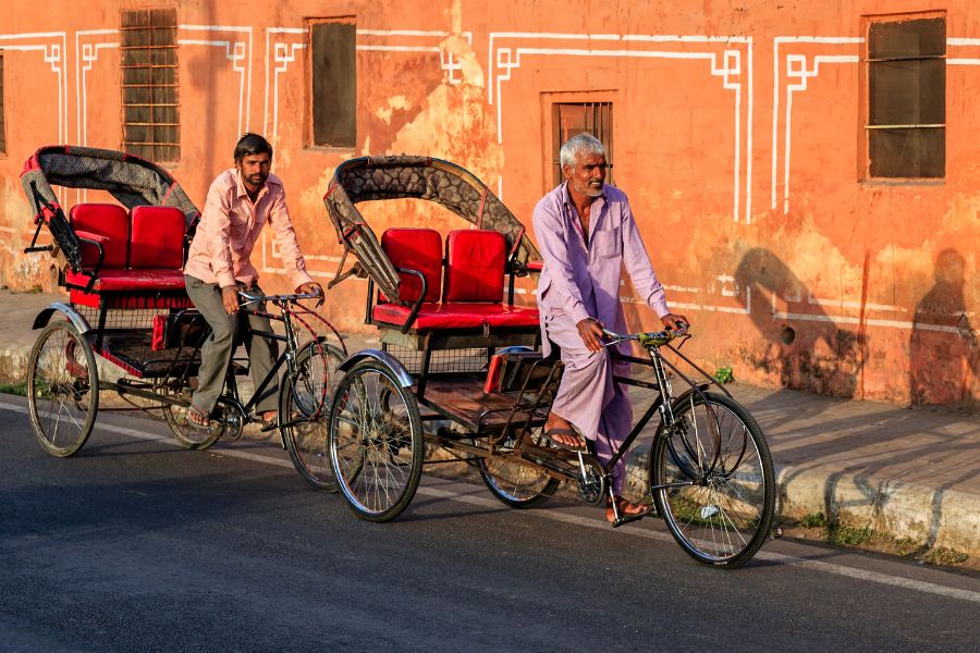 Biciklis riksák Indiában